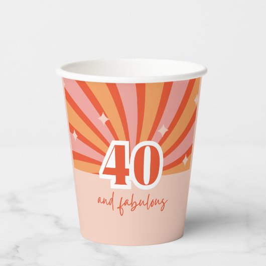 40 und fabelhafte Retro-Geburtstagsparty Pappbecher (Vorderseite)