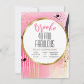40 und fabelhafte rosa Schwarz Abstrakt 40. Geburt Einladung (Vorderseite)