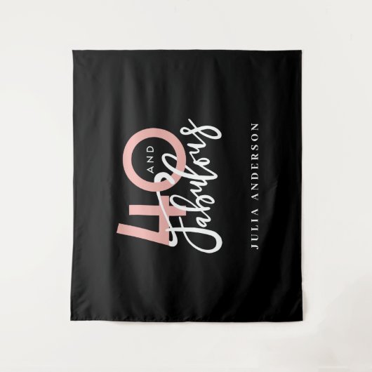 40 und fabelhafte rosa und minze Mädchen Geburtsta Wandteppich (Vorderseite)