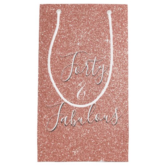 40 und fabelhafte Rose Gold Blush Pink Glitzer Kleine Geschenktüte (Vorderseite)