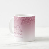 40 und fabelhafte Rose Gold Pink Dripping Glitzer Kaffeetasse (Vorderseite Links)