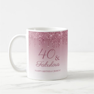 40 und fabelhafte Rose Gold Pink Dripping Glitzer Kaffeetasse