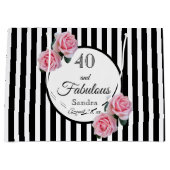 40 und fabelhafte schwarze Streifen rosa Floralnam Große Geschenktüte (Vorderseite)