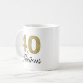 40 und fabelhafter Gold Glitzer 40. Geburtstag Kaffeetasse (Vorderseite Links)