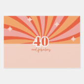 40 und fabelhafter, heller Retro-Pfirsich Geschenkpapier Set (Vorderseite)