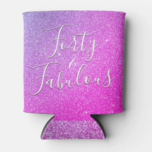 40 und fabelhafter Lila Pink Sparkle Glitzer Dosenkühler (Vorderseite)