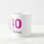 40 und fabelhafter rosa Glitzer-40. Geburtstag Kaffeetasse (Vorderseite Links)