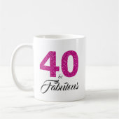 40 und fabelhafter rosa Glitzer-40. Geburtstag Kaffeetasse (Links)