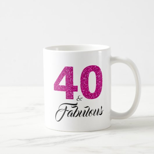 40 und fabelhafter rosa Glitzer-40. Geburtstag Kaffeetasse (Rechts)