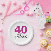40 und fabelhafter rosa Glitzer-40. Pappteller (Party)
