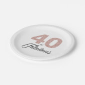 40 und fabelhafter rosa Glitzer-40. Pappteller (Schrägansicht)