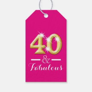 40 und fabelhafter rosa Goldgeburtstag Geschenkanhänger
