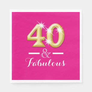 40 und fabelhafter rosa Goldgeburtstag Serviette