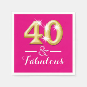 40 und fabelhafter rosa Goldgeburtstag Serviette