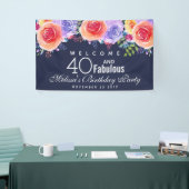 40 und fabelhafter Text - Aquarellblume Geburtstag Banner (Messeveranstaltung)