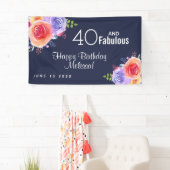40 und fabelhafter Text - Aquarellblume Geburtstag Banner (Insitu)
