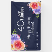 40 und fabelhafter Text - Aquarellblume Geburtstag Banner (Vertikal)