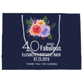 40 und fabelhafter Text - Aquarellblume Geburtstag Große Geschenktüte (Rückseite)