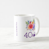 40 und fabelhafter Text - Aquarellfarben Blumenstr Kaffeetasse (VorderseiteRechts)