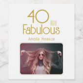 40 und fabelhaftes Elegant 40. Geburtstag Foto Weinetikett (Einzelnes Label)