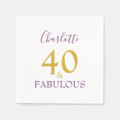 40 und fabelhaftes Elegant 40. Geburtstag Serviette (Vorderseite)