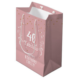 40 und fabelhaftes Foliage Pink 40. Geburtstag Mittlere Geschenktüte