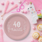 40 und fabelhaftes Foliage Pink 40. Geburtstag Pappteller (Party)