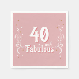 40 und fabelhaftes Foliage Pink 40. Geburtstag Serviette