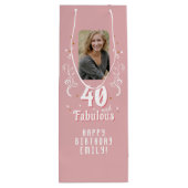 40 und fabelhaftes Foliage Pink Foto 40. Geburtsta Geschenktüte Für Weinflaschen (Rückseite)