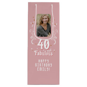 40 und fabelhaftes Foliage Pink Foto 40. Geburtsta Geschenktüte Für Weinflaschen