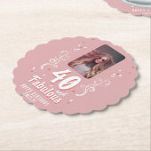 40 und fabelhaftes Foliage Pink Foto 40. Geburtsta Untersetzer (angewinkelt)