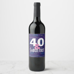 40 und fabelhaftes geometrisches blaues 80er weinetikett