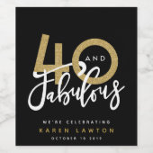 40 und fabelhaftes Gold Weinetikett (Einzelnes Label)