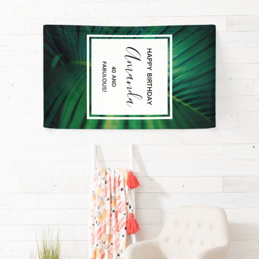 40 und fabelhaftes grünes tropisches Leaf Geburtst Banner (Insitu)