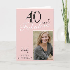 40 und fabelhaftes, modernes Blush Pink Geburtstag Karte