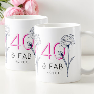 40 und fabelhaftes Pink Floral 40. Geburtstag Part Kaffeetasse