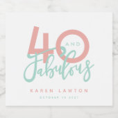 40 und fabelhaftes Rosa Alkoholflaschenetikett (Einzelnes Label)