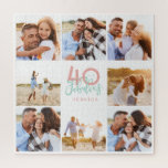 40 und fabelhaftes rosa Foto Geburtstag Puzzle<br><div class="desc">Feiern Sie Ihren 40. Geburtstag stilvoll mit diesem rosa und minzigen 40. Geburtstagsdesign. Modernes Design mit Skripttext und fett formatierter Grafik. Ändern Sie die Farbe,  um sie anzupassen. Teil einer Sammlung.</div>