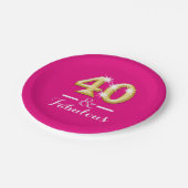 40 und fabelhaftes rosa Gold Geburtstag Pappteller (Schrägansicht)