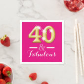 40 und fabelhaftes rosa Gold Geburtstag Serviette (Beispiel)