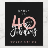 40 und fabelhaftes Rosa und Minze Weinetikett (Einzelnes Label)