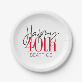 40 und fabulous 40. Geburtstagsschrift Pappteller