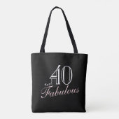 40 und Fabulous Black Elegant Script Geburtstag Tasche (Rückseite)
