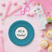 40 und Fabulous Blue Polka Dots Pappteller (Party)