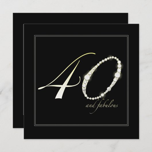 40 und Fabulous Einladung (Vorne/Hinten)