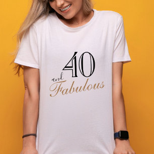 40 und Fabulous Elegant Black Script Geburtstag T-Shirt