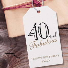 40 und fabulous Elegant Script 40. Geburtstag Geschenkanhänger