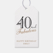 40 und fabulous Elegant Script 40. Geburtstag Geschenkanhänger (Vorderseite)