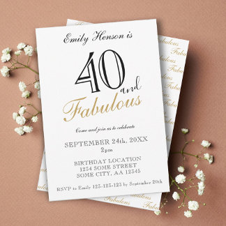 40 und Fabulous Elegant Script Geburtstag Einladung