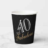 40 und Fabulous Elegant White Script Geburtstag Pappbecher (Rückseite)